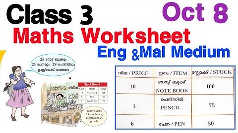 Class 3 Maths Worksheet Oct 8/3rd std maths worksheet 8/10/21/Std 3 Maths Worksheet 8/10/21