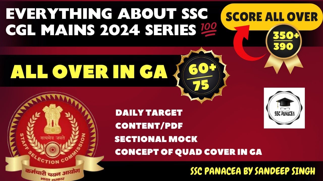 SSC CGL 2024 Mains Strategy | Score 60+ in GA | Complete 60-Day Plan ...