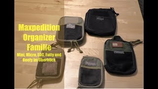 Maxpedition Organizer Familie - Micro, Mini, EDC, Fatty & Beefy Überblick