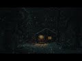 Dark Winter Cabin in Snowy Woods – Cold Wind & Snowstorm Ambience for Sleep, Relax, Study