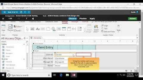 MindTap - Cengage Access how to resize a control in Form Design view