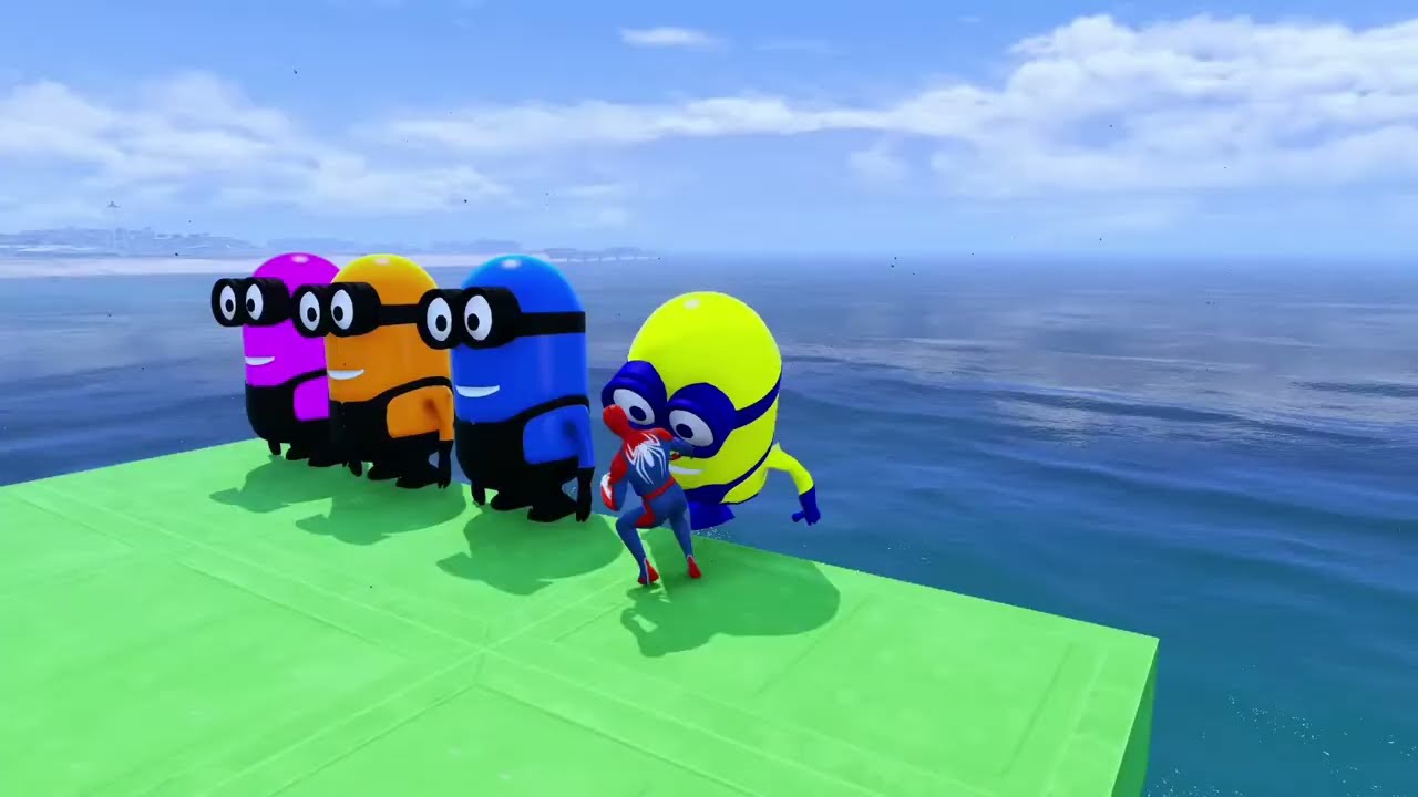 GTA 5 Epic Ragdolls RED SPIDERMAN VS RED MINION VS GREEN MINIONEuphoria Physics & Funny Fails #live