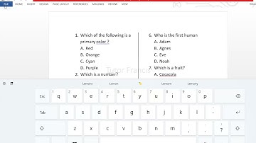 How to type and print double column vertical multiple choice questions in Microsoft Word