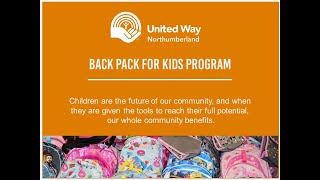 Northumberland United Way Back Packs 100 Guys Who Care video