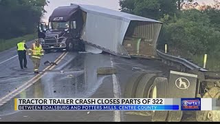 Tractor-trailer crash closes part of 322