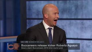 Tim Hasselbeck talks about Roberto Aguayo being cut on TV