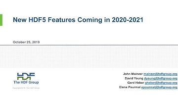New HDF5 Features Coming in 2020-2021 Webinar