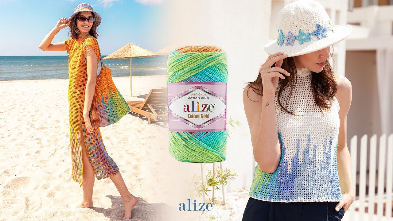 Блузка и платье крючком изнаночной стороны с хлопком Alize Gold