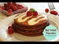 Easy Red Velvet Pancakes with Cream Cheese Drizzle