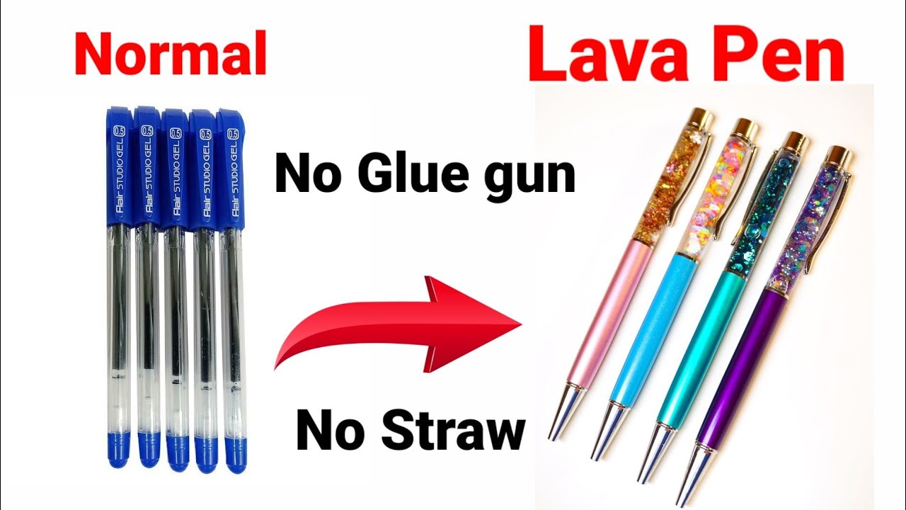 How to make Lava Glitter Lava Pen at home/DIY Glitter Pen/Homemade