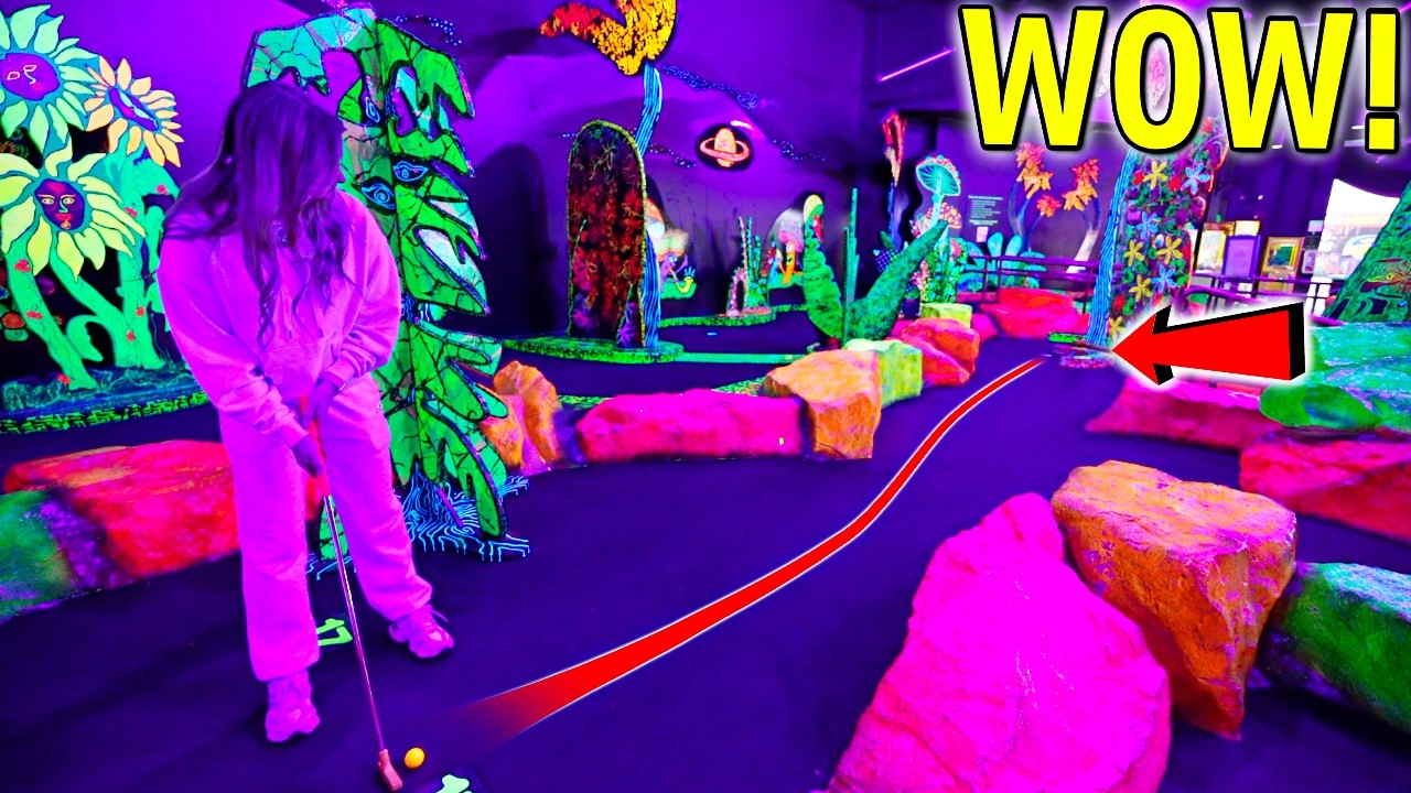 Our CRAZIEST Blacklight Mini Golf Match!