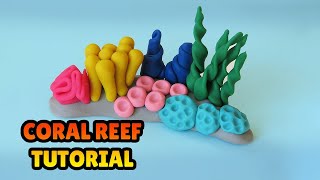 🔴 DIY How to Make CORAL REEF - Easy Polymer Clay, plastilina and Fondant Cakes Tutorial