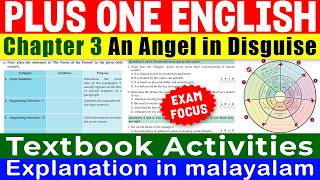 Plus One English An Angel in Disguise Activities | Chapter 3 | Detailed explanation in malayalam |
