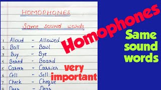 homophones|top 25 homophones|homophones in english|same sound words |most important homophones