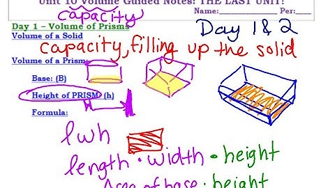 Geo Unit 10 Day 1 and 2 Volume of Prisms and Cylinders