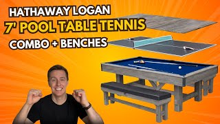 Elevate Home Entertainment: Hathaway Logan 7-ft 3-in-1 Pool Table, Table Tennis, & Dining Set