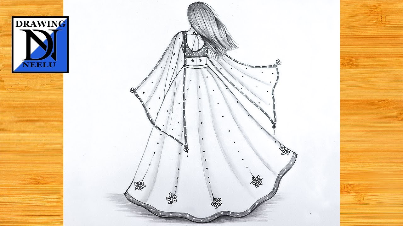How to draw a Beautiful Traditional Girl Dress || Mandala art ...