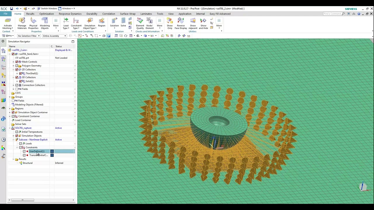 NX Nastran Sol701 Impact Ball rupture