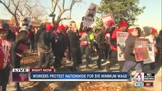 Workers protest for $15 minimum wage