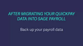 Quickpay to Sage Payroll post-migration task 7