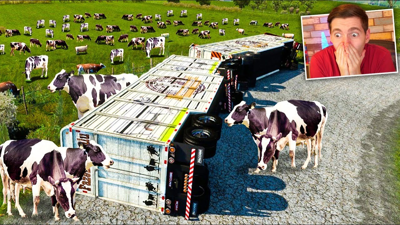 CAPOTEI um CAMINHÃO DE VACA! (ACIDENTE) - Euro Truck Simulator 2