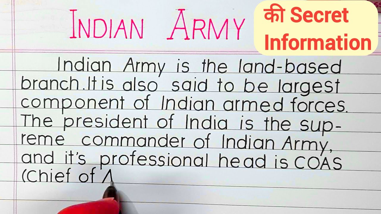 Indian Army full details | In super  clean and  beautiful print handwriting | English print letters