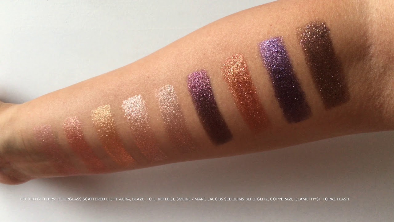 Glitter Shadow Comparison Hourglass Scattered Light vs Marc Jacobs Seequins Glam Glitter