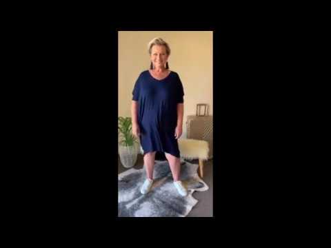 plus size swimwear nz Sybil Dress in Navy Bamboo Reduced