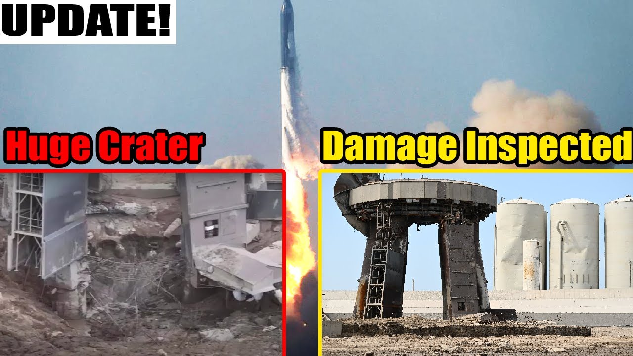 SpaceX's Starship rocket blew a huge crater into the concrete launchpad during liftoff