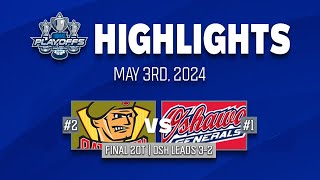 OHL Playoff Highlights:  North Bay Battalion @ Oshawa Generals - Game 5 - May 3rd, 2024