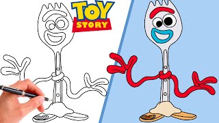 How To Draw Forky From Toy Story Step-By-Step