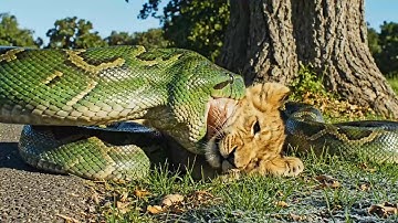 rescue animal Firefighters Cut Open Giant Snake To Save Lion Cub Swallowed Alive!