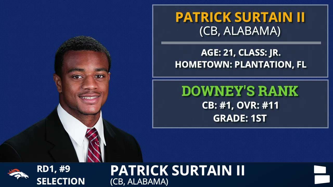 Denver Broncos Pick Patrick Surtain II From Alabama With the #9 Pick In 1st Round Of 2021 NFL Draft