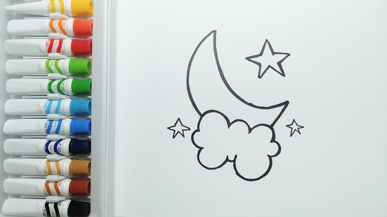 Cara  Menggambar  dan Mewarnai Bulan dan Bintang untuk Anak  