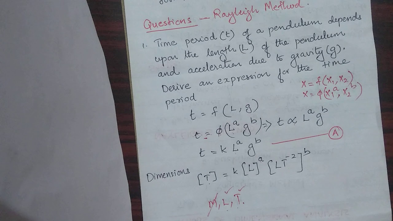 Dimensional Analysis-V4-Rayleighs Method Problem 1 - YouTube