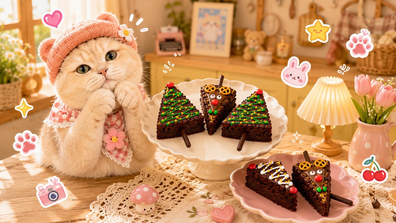 原画☆キャンバスF10【猫たちの豊かなシャンパンケーキパーティー】 Forest Adventure Chocolate Bars 🌲 森の冒険チョコレートバー🐱ここ