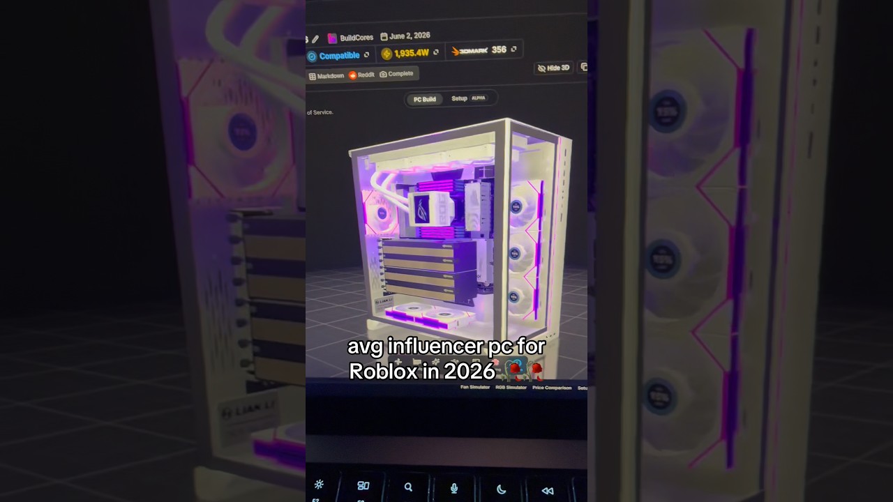 avg influencer pc for Roblox in 2026 🥀🥀 #setup #pcgaming #pcmasterrace #tech #pcbuild