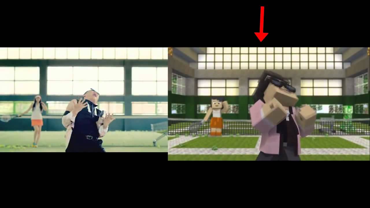 comparatif gangnam style vs minecraft style 강남스타일 m v youtube