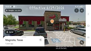 Writing a polite note to Chili's in Magnolia, TX to inform that I will not be able to return back 