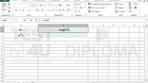 Use the EXP function to calculate the exponential of a number (Excel 2013)