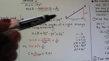 Geometry 8.3b, Solving Right Triangles, find 3 sides & 3 angles