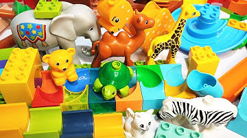Satisfying Building Blocks Marble Run ASMR ☆ Cup Seesaw, winding Stairs and Many Animals