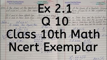 Ncert Exemplar, Ex 2.1, Q 10, Chapter 2, Polynomials, Class 10th Math