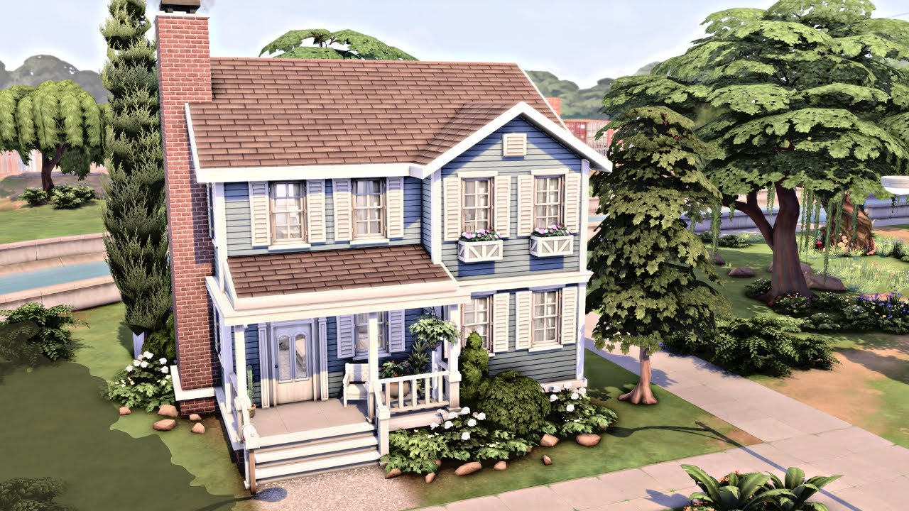 BLUE FAMILY HOME 🏡 Base Game & Get Together | The Sims 4 Speed Build