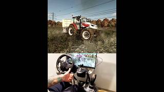 Steyr Plus 4120 double Wielton trailer Steering Wheel Thrustmaster Farmstick #dkgc #fs25 #steyr