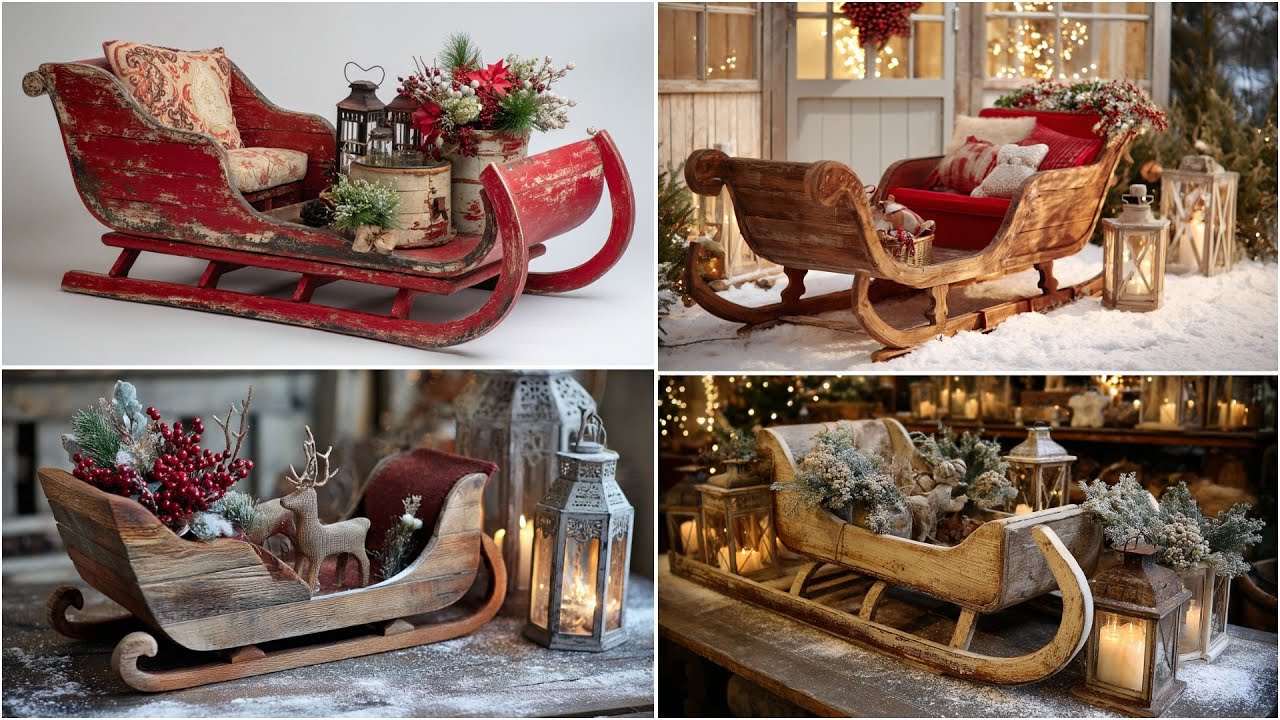 100 идей украшения деревянных рождественских саней 🎅🛷 | Деревенский и праздничный дизайн