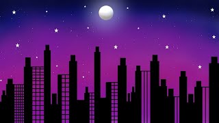 Beautiful Night City Skyline 🌙 | Moon & Stars Relaxing Wallpaper | 4K Background drawing video  screenshot 5