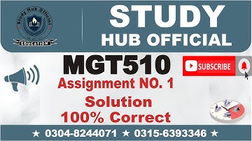 MGT510 Assignment 1 Solution Fall 2022, MGT510 Assignment 1 solution 2022, MGT510 assig 1 solution