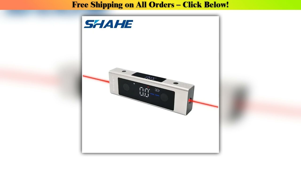SHAHE 2 In 1 Laser Level Ruler Type-C Double Laser Angle Ruler Protractor Digital Inclinometer