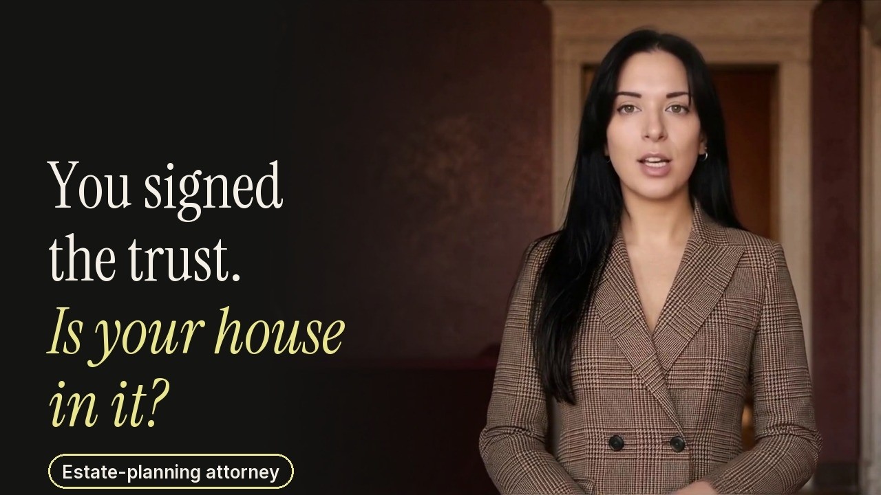 Custom AI avatar of an estate attorney explaining why a house can sit outside the trust